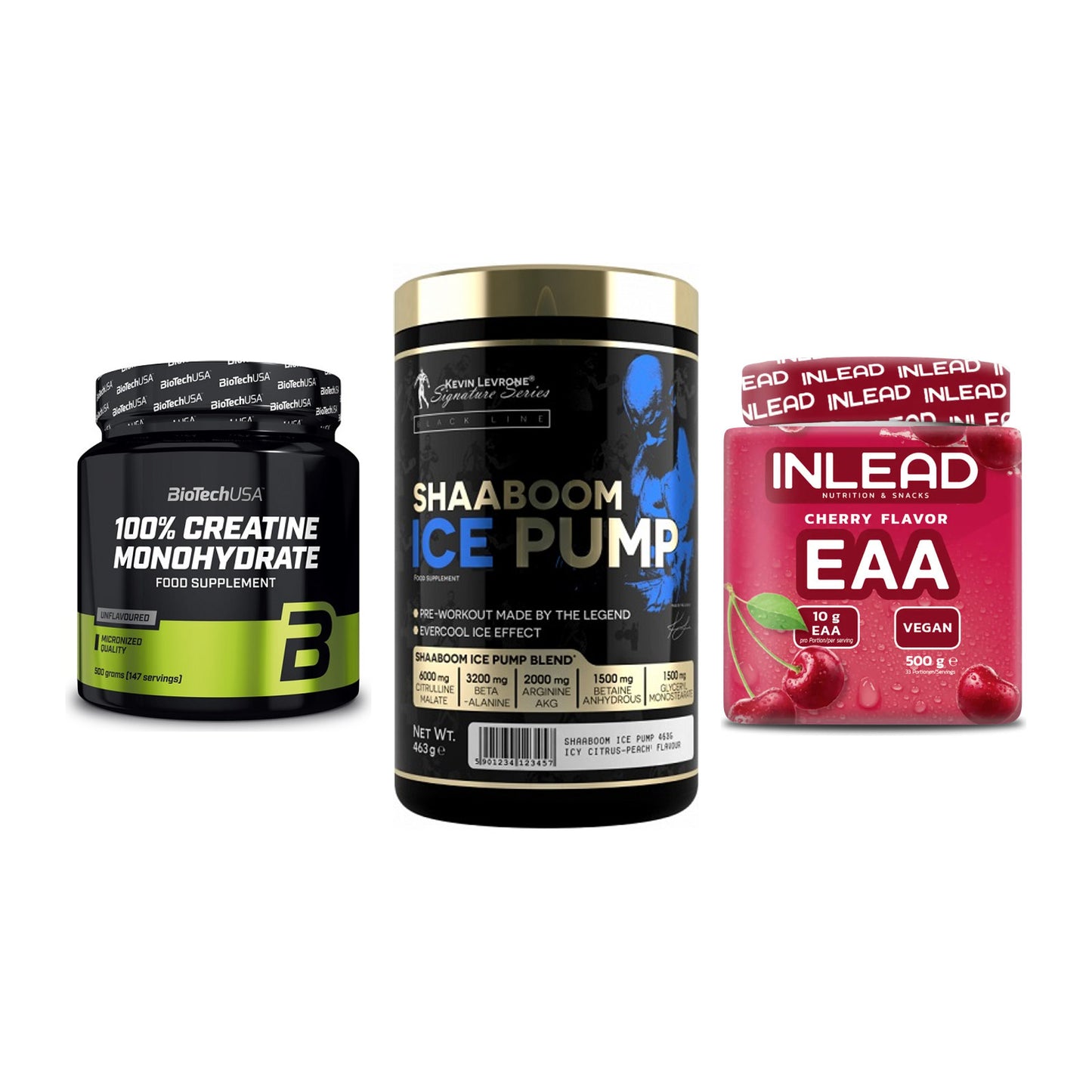 Kraft-Stack: BioTech Creatine + Kevin Levrone + INLEAD EAA – alle enthaltenen Artikel