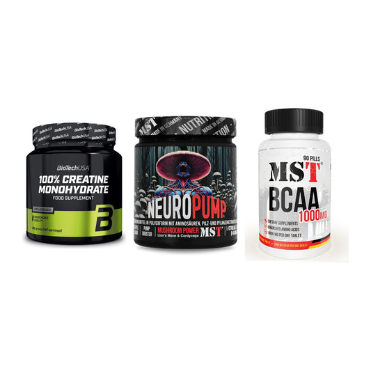 Kraft-Stack: BioTech Creatine + MST NeuroPump + MST BCAA 1000 (90 – alle enthaltenen Artikel