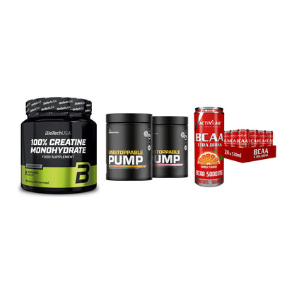 Kraft-Stack: BioTech Creatine + Dedicated + Activlab BCAA – alle enthaltenen Artikel