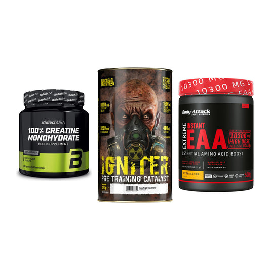 Kraft-Stack: BioTech Creatine + Nuclear Nutrition + Body Attack – alle enthaltenen Artikel