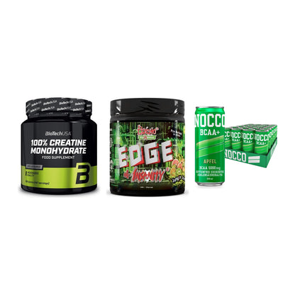 Kraft-Stack: BioTech Creatine + Psycho Pharma + Nocco BCAA Drink – alle enthaltenen Artikel