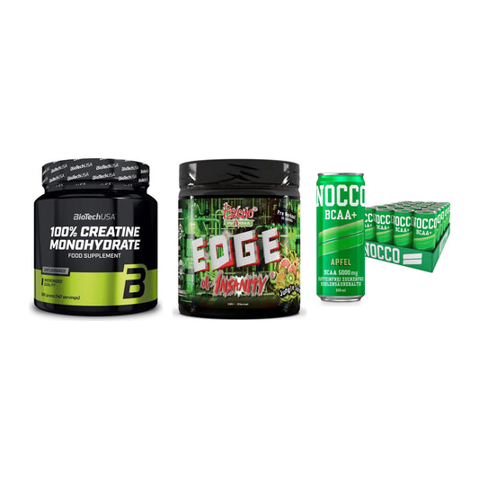 Kraft-Stack: BioTech Creatine + Psycho Pharma + Nocco BCAA Drink – alle enthaltenen Artikel