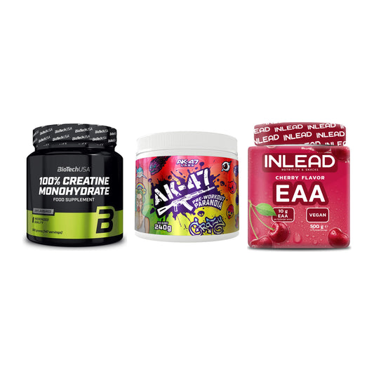 Kraft-Stack: BioTech Creatine + AK47 Labs + INLEAD EAA – alle enthaltenen Artikel