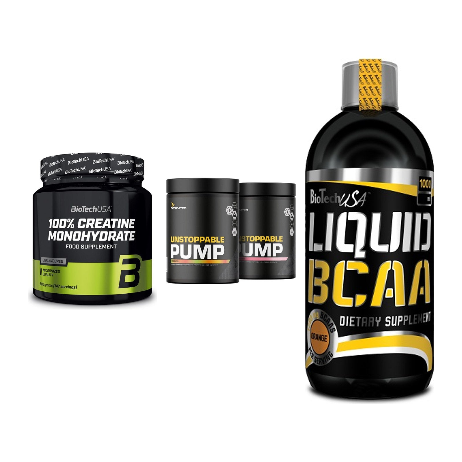 Kraft-Stack: BioTech Creatine + Dedicated + BioTech Liquid – alle enthaltenen Artikel