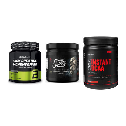 Kraft-Stack: BioTech Creatine + #GYMJUICE SUIZIDE + Body Attack – alle enthaltenen Artikel