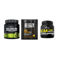 Kraft-Stack: BioTech Creatine + ESN Crank Pump + Olimp BCAA Mega – alle enthaltenen Artikel
