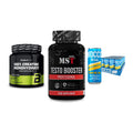 Kraft-Stack: BioTech Creatine + MST Testo Booster + Nocco BCAA Drink – alle enthaltenen Artikel