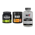 Kraft-Stack: BioTech Creatine + ESN Crank Booster + MST 21 Amino – alle enthaltenen Artikel