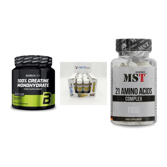 Kraft-Stack: BioTech Creatine + NNT Extreme + MST 21 Amino – alle enthaltenen Artikel