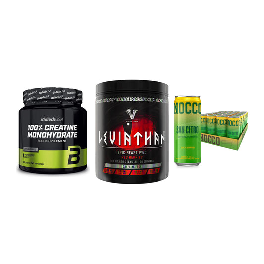 Kraft-Stack: BioTech Creatine + Viking Power + Nocco BCAA Drink – alle enthaltenen Artikel