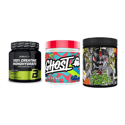 Kraft-Stack: BioTech Creatine + Ghost Legend V4 + BPS-Pharma EAA´s – alle enthaltenen Artikel