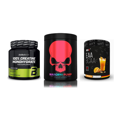 Kraft-Stack: BioTech Creatine + Genius Nutrition + MST EAA & BCAA – alle enthaltenen Artikel