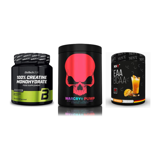 Kraft-Stack: BioTech Creatine + Genius Nutrition + MST EAA & BCAA – alle enthaltenen Artikel
