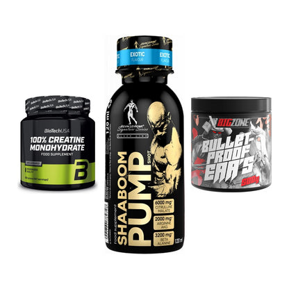 Kraft-Stack: BioTech Creatine + Kevin Levrone + Big Zone Bulletpr – alle enthaltenen Artikel