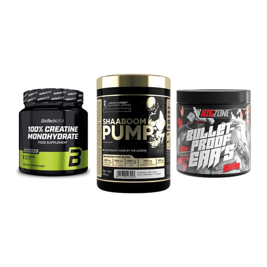 Kraft-Stack: BioTech Creatine + Kevin Levrone + Big Zone Bulletpr – alle enthaltenen Artikel