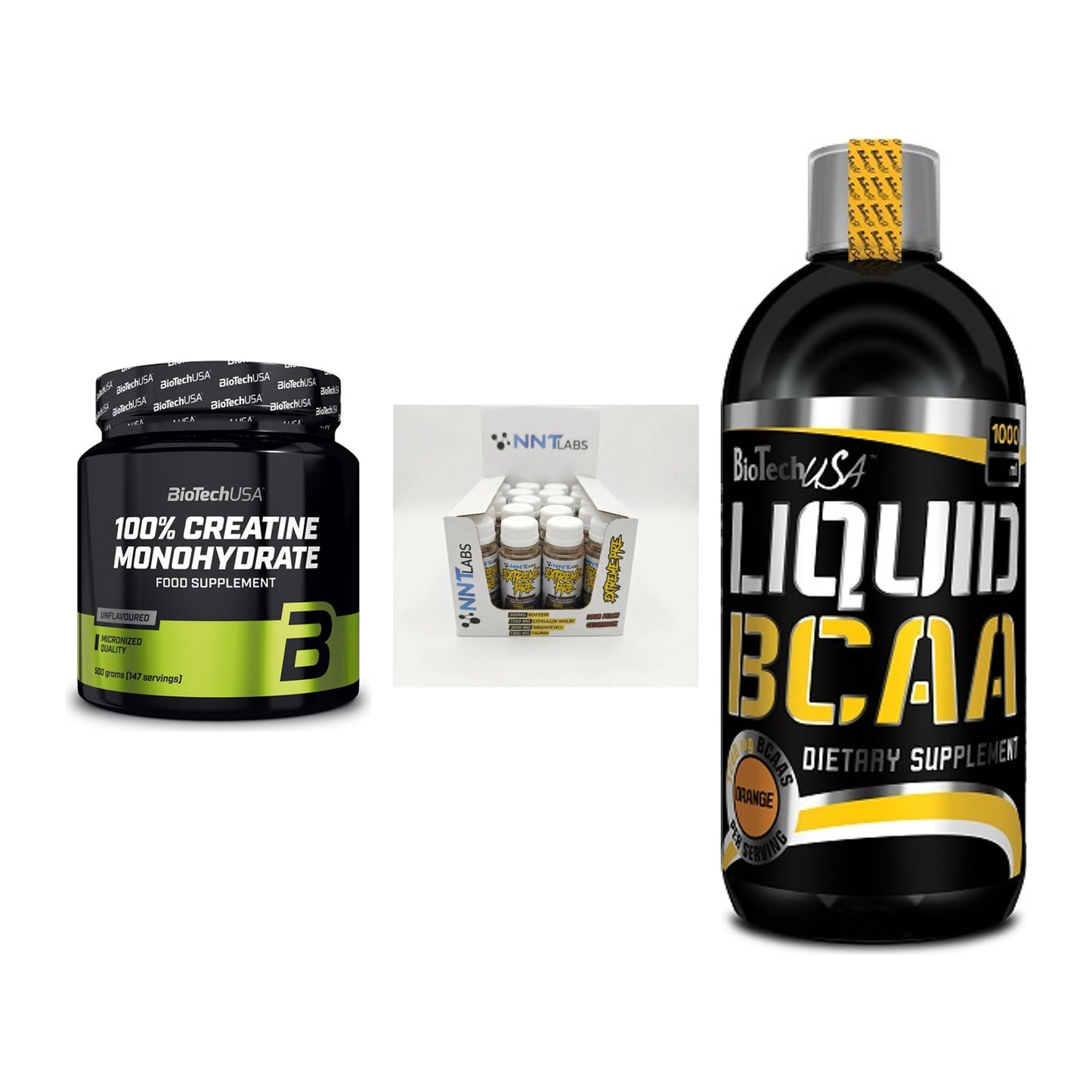 Kraft-Stack: BioTech Creatine + NNT Extreme + BioTech Liquid – alle enthaltenen Artikel