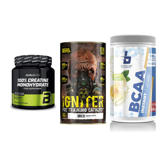Kraft-Stack: BioTech Creatine + Nuclear Nutrition + Blackline – alle enthaltenen Artikel