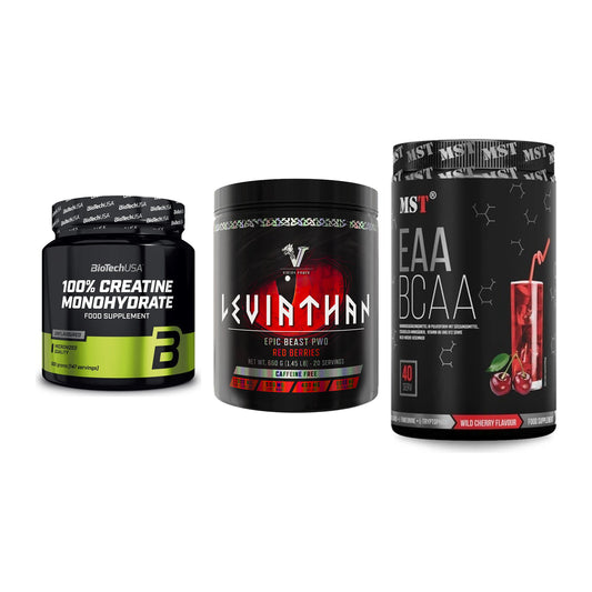 Kraft-Stack: BioTech Creatine + Viking Power + MST EAA & BCAA – alle enthaltenen Artikel