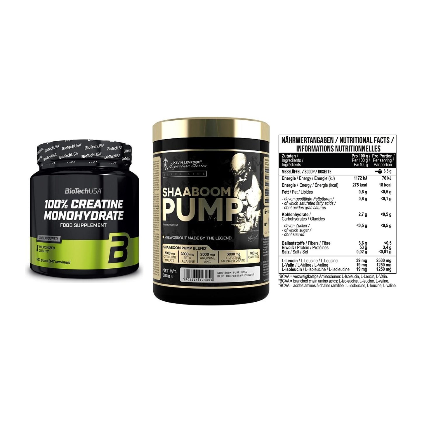 Kraft-Stack: BioTech Creatine + Kevin Levrone + MST BCAA Zero – alle enthaltenen Artikel