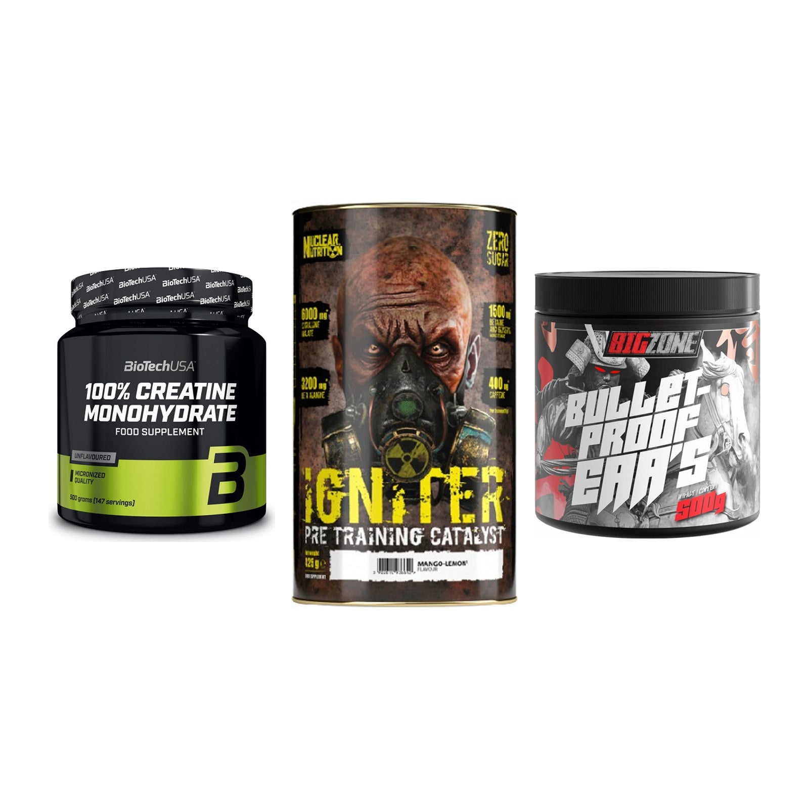 Kraft-Stack: BioTech Creatine + Nuclear Nutrition + Big Zone Bulletpr – alle enthaltenen Artikel