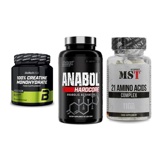 Kraft-Stack: BioTech Creatine + Nutrex Anabol + MST 21 Amino – alle enthaltenen Artikel