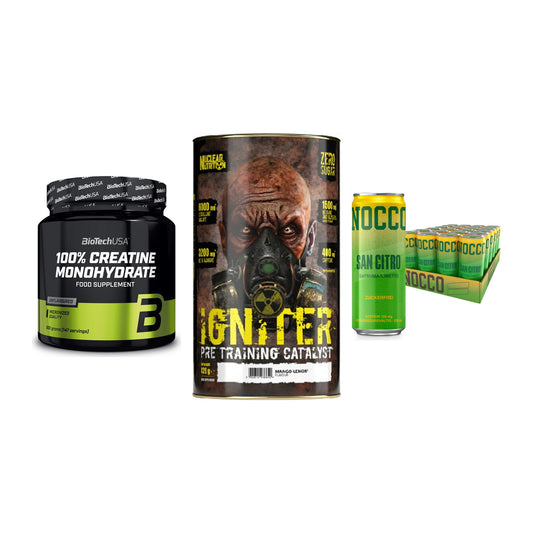 Kraft-Stack: BioTech Creatine + Nuclear Nutrition + Nocco BCAA Drink – alle enthaltenen Artikel