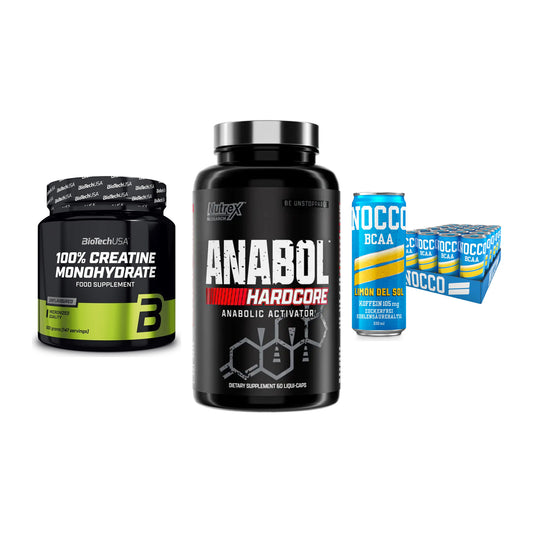 Kraft-Stack: BioTech Creatine + Nutrex Anabol + Nocco BCAA Drink – alle enthaltenen Artikel
