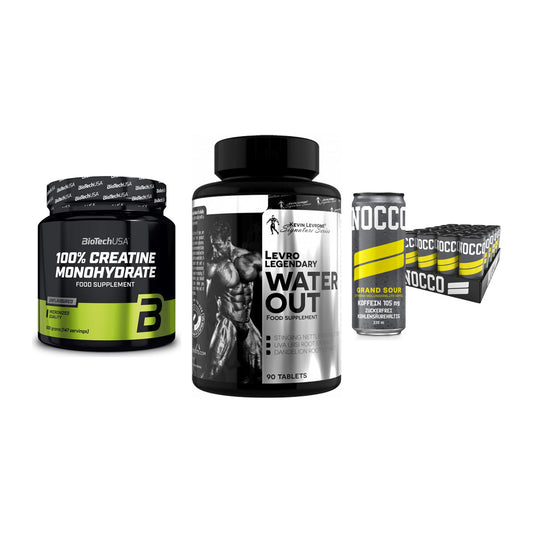 Kraft-Stack: BioTech Creatine + Kevin Levrone + Nocco BCAA Drink – alle enthaltenen Artikel
