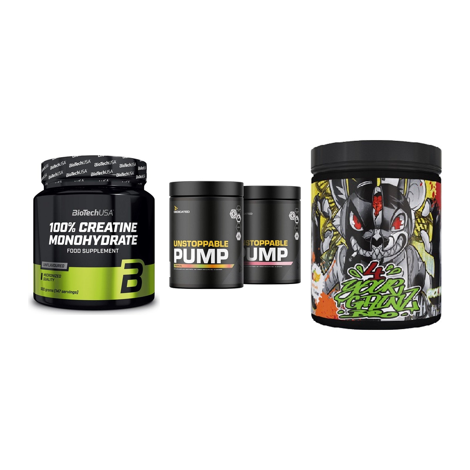 Kraft-Stack: BioTech Creatine + Dedicated + BPS-Pharma EAA´s – alle enthaltenen Artikel