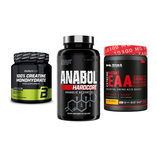 Kraft-Stack: BioTech Creatine + Nutrex Anabol + Body Attack – alle enthaltenen Artikel