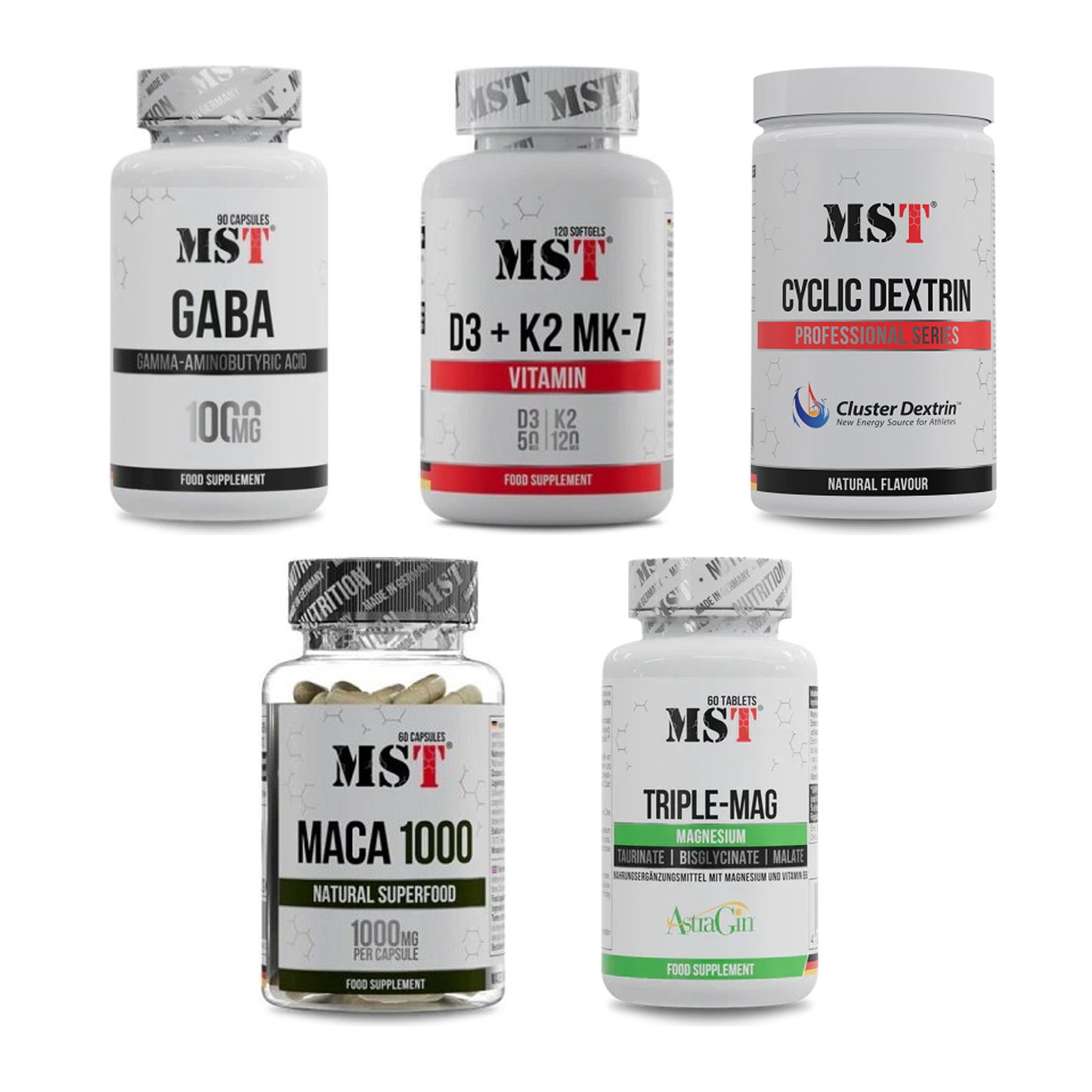 MST Marken-Großset: GABA 1000mg + Vitamin D3 + K2 + MK-7 + 3 weitere – alle enthaltenen Artikel