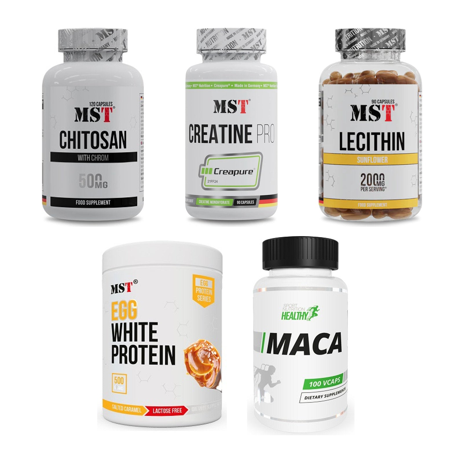 MST Marken-Großset: Chitosan + Chrom + Creatine Pro + 3 weitere – alle enthaltenen Artikel