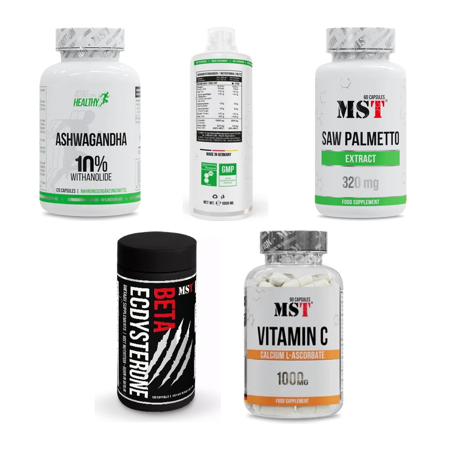 MST Marken-Großset: Healthy Ashwagand + L-Carnitine + 3 weitere – alle enthaltenen Artikel