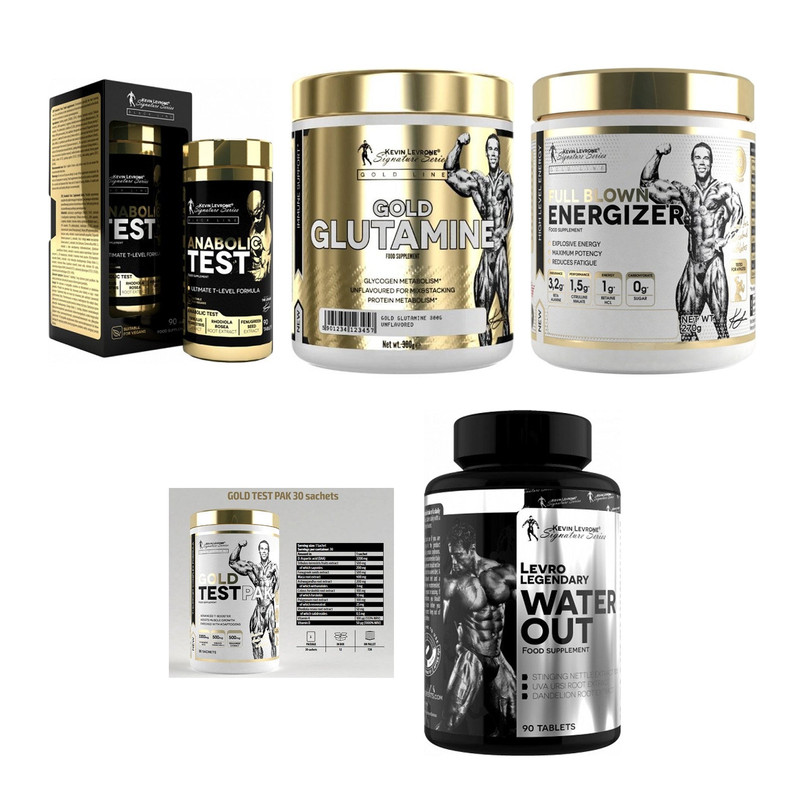 Kevin Levrone Marken-Großset: Levrone + Levrone GOLD + 3 weitere – alle enthaltenen Artikel