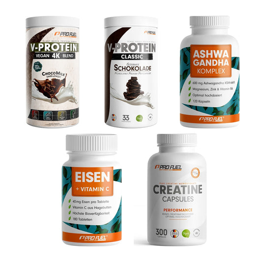 ProFuel Marken-Großset: V-PROTEIN vegan + VEGAN PROTEIN + 3 weitere – alle enthaltenen Artikel