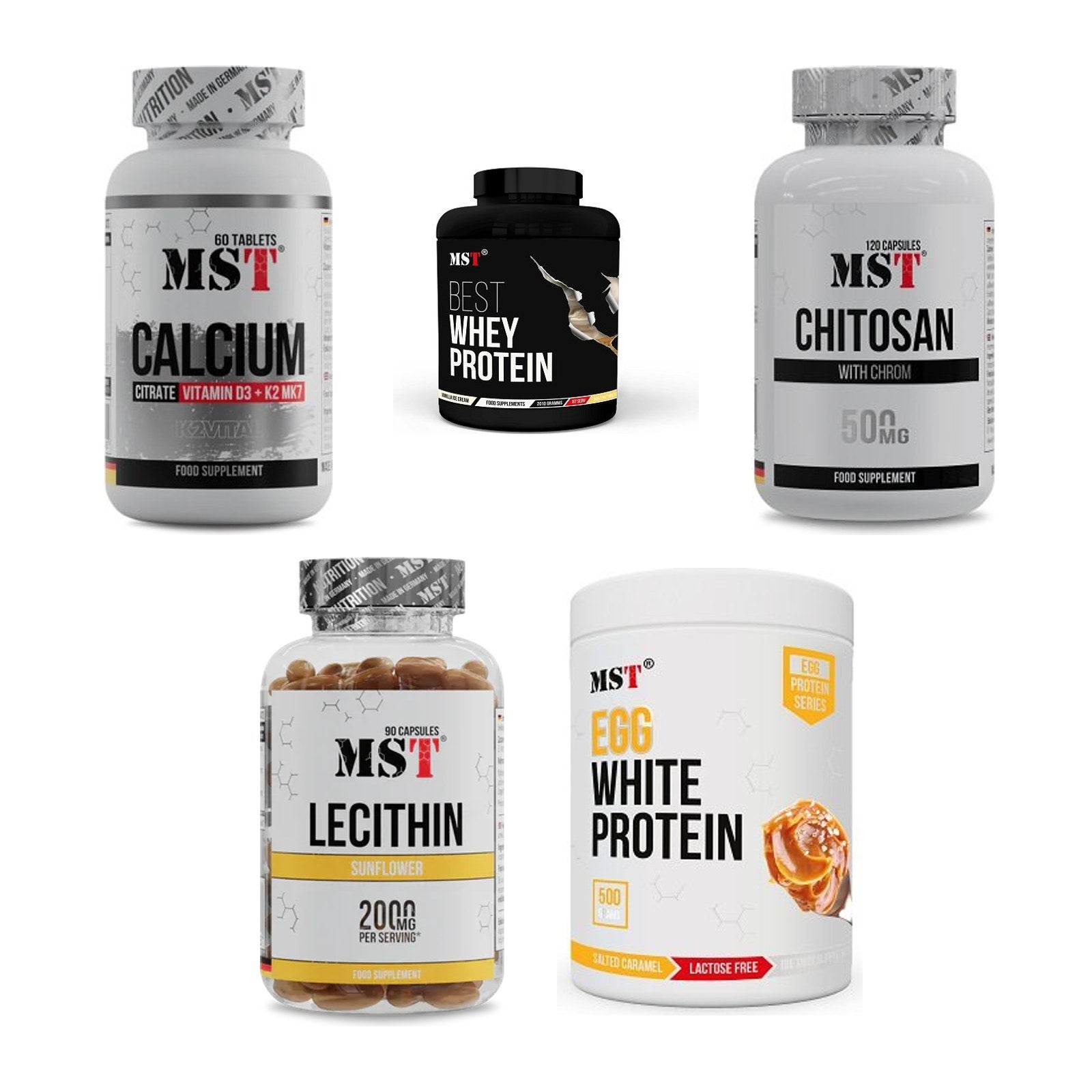 MST Marken-Großset: Calcium Citrate + Best Whey Protein + 3 weitere – alle enthaltenen Artikel