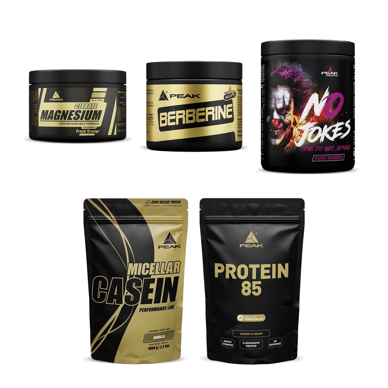 Peak Marken-Großset: Magnesium Citrat + Berberine + 3 weitere – alle enthaltenen Artikel