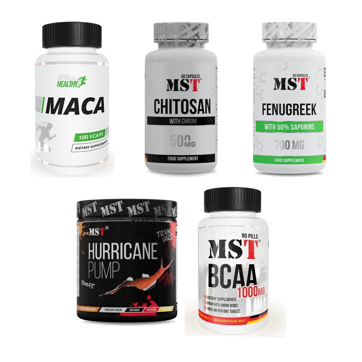MST Marken-Großset: Healthy Maca + Chitosan + Chrom + 3 weitere – alle enthaltenen Artikel