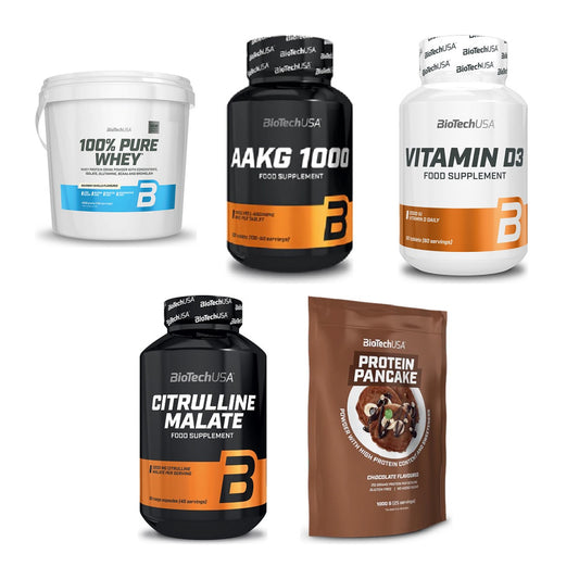 BioTech USA Marken-Großset: 100% Pure + AAKG 1000mg + 3 weitere – alle enthaltenen Artikel