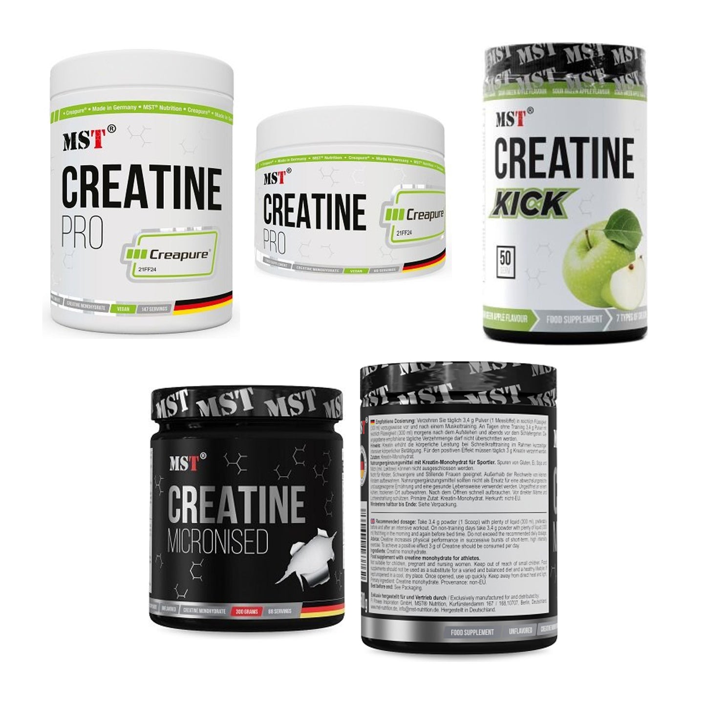 MST Marken-Großset: Creatin Pro CREAPURE + 4 weitere – alle enthaltenen Artikel