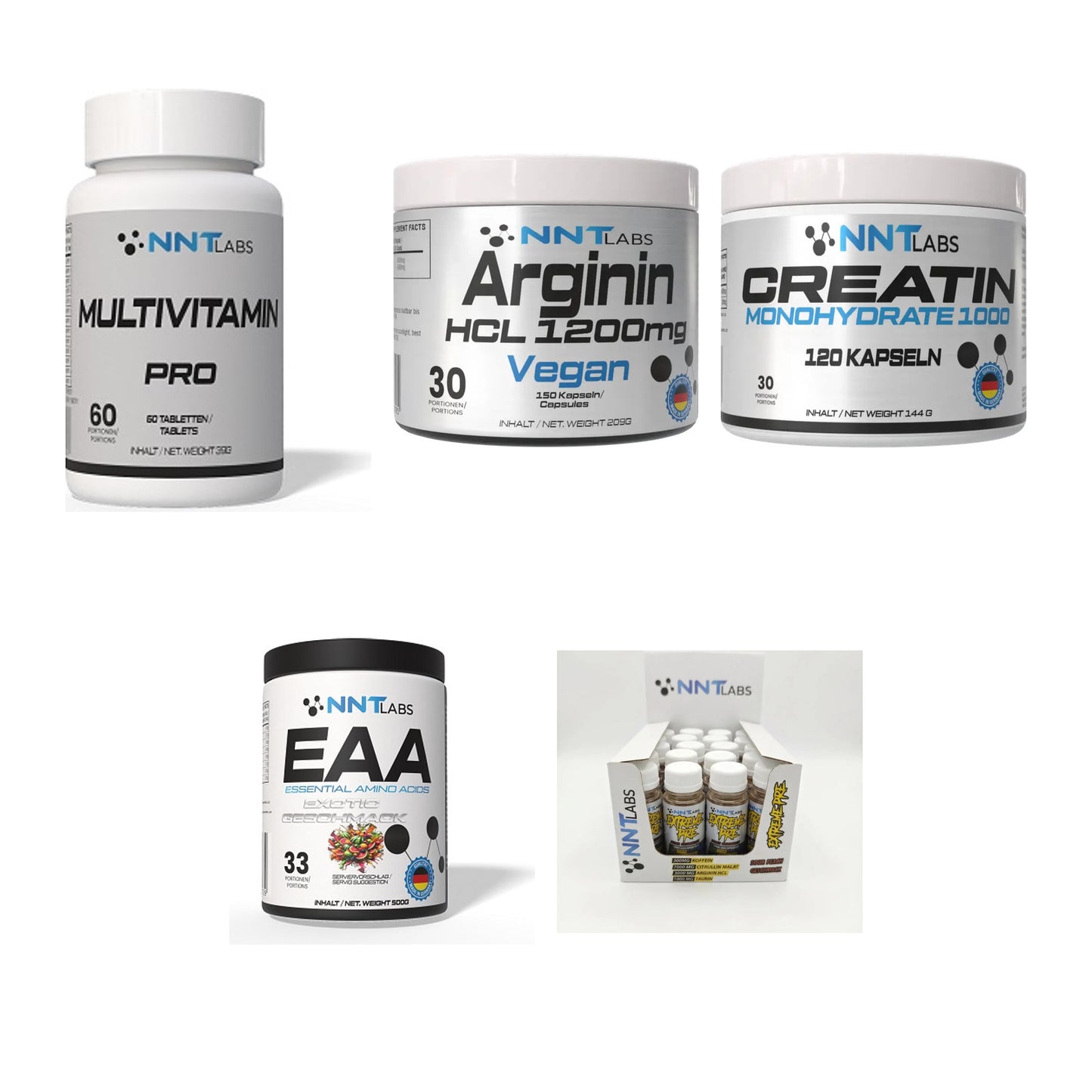 NNT Labs Marken-Großset: Multivitamin + Arginin HCL + 3 weitere – alle enthaltenen Artikel