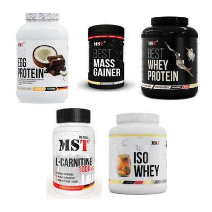 MST Marken-Großset: EGG Protein + Best Mass Gainer + 3 weitere – alle enthaltenen Artikel