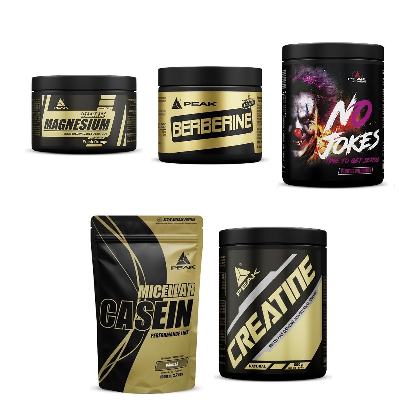 Peak Marken-Großset: Magnesium Citrat + Berberine + 3 weitere – alle enthaltenen Artikel