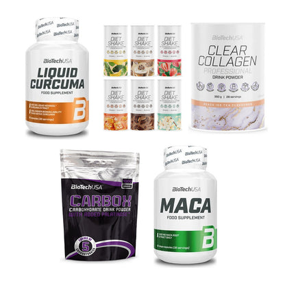 BioTech USA Marken-Großset: Liquid Curcuma + Diet Shake + 3 weitere – alle enthaltenen Artikel