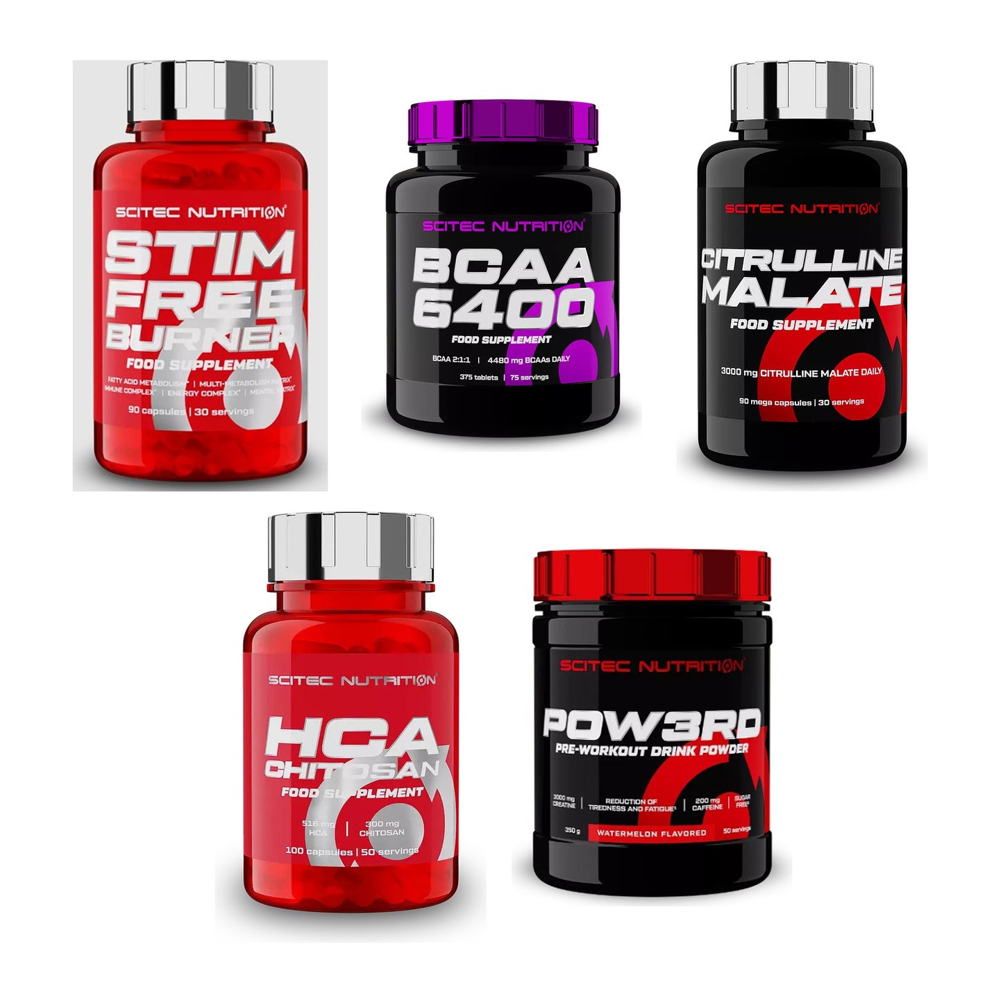 Scitec Nutrition Marken-Großset: Stim Free Burner + 4 weitere – alle enthaltenen Artikel