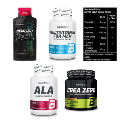 BioTech USA Marken-Großset: Recovery Gel + Multivitamin + 3 weitere – alle enthaltenen Artikel