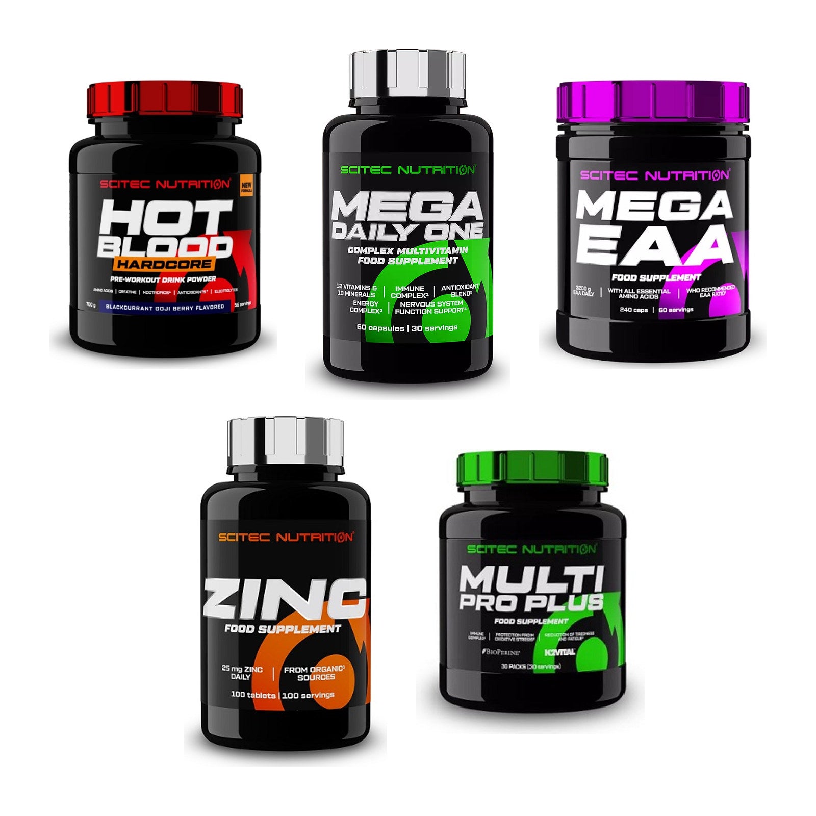 Scitec Nutrition Marken-Großset: Hot Blood Hardcore + 4 weitere – alle enthaltenen Artikel