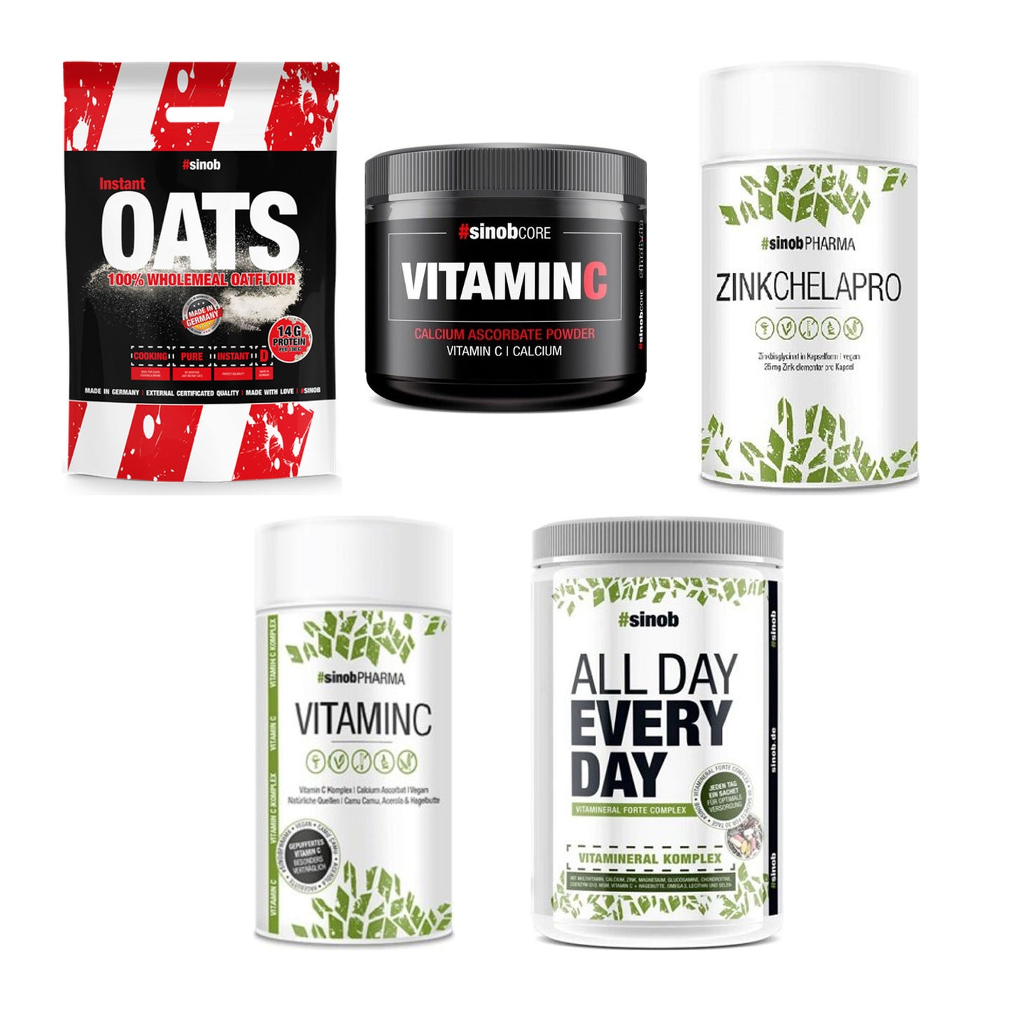 Sinob Marken-Großset: Instant Oats + Vitamin C + 3 weitere – alle enthaltenen Artikel