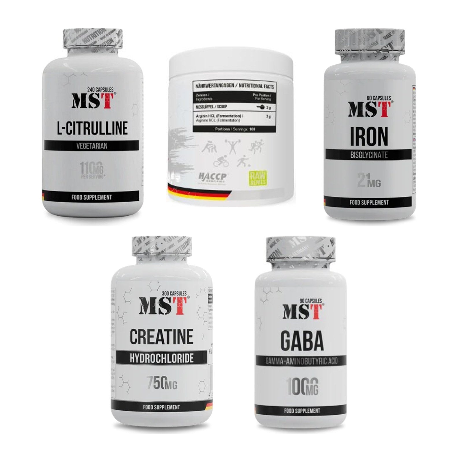 MST Marken-Großset: Citrulline + Arginine HCL + 3 weitere – alle enthaltenen Artikel