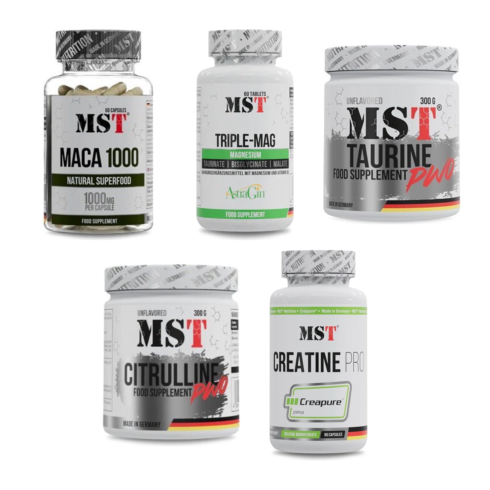 MST Marken-Großset: MACA 1000mg + Tripple Mag + 3 weitere – alle enthaltenen Artikel